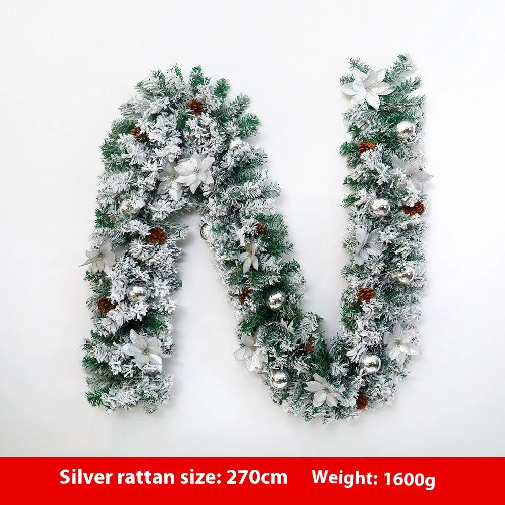 PVC rattan Christmas garland with flocked texture in a choice of festive colours.