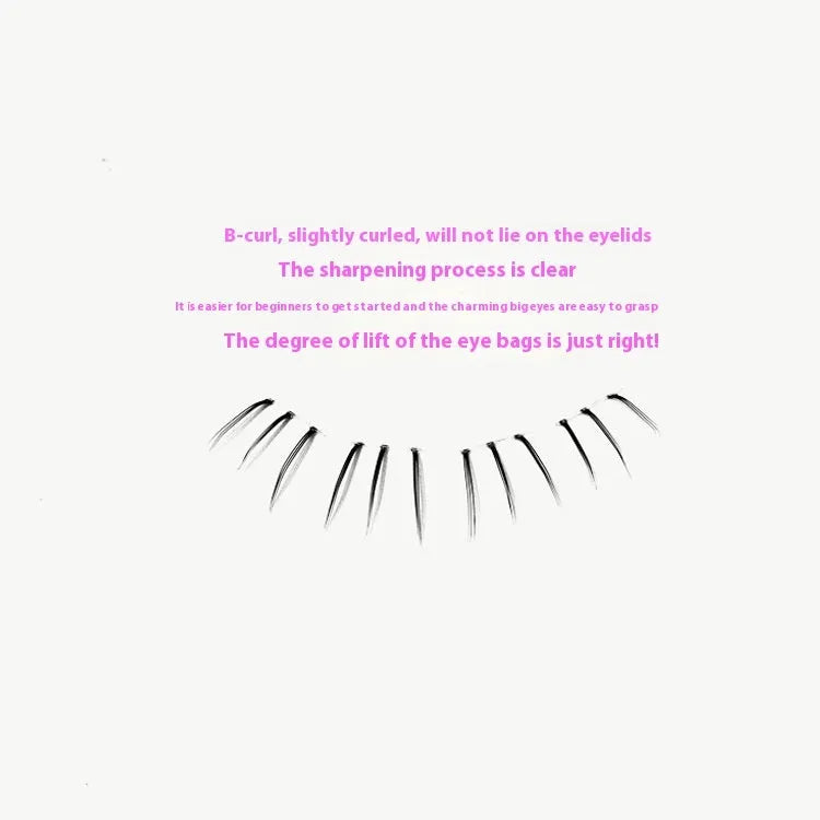 12-row kitten's paw lower eyelashes with natural sheer roots in 4-5-6mm pointed tail style