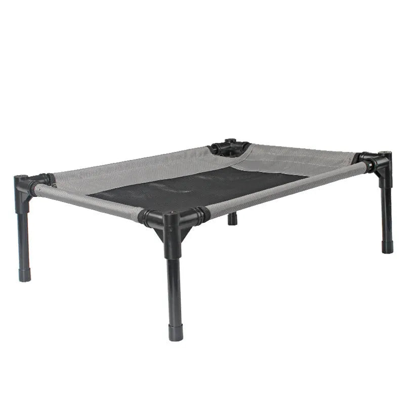 Grey Oxford cloth dog trampoline bed with iron frame, size 55x43x18cm, for small dogs