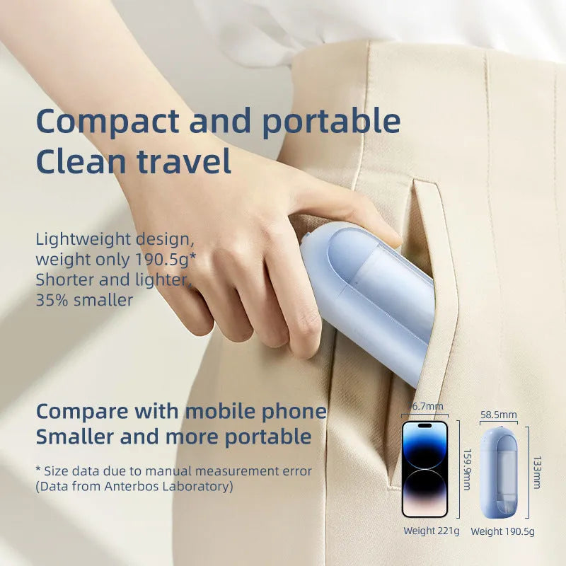 Portable electric dental water flosser with retractable tank in 310 White and 310 Blue colours