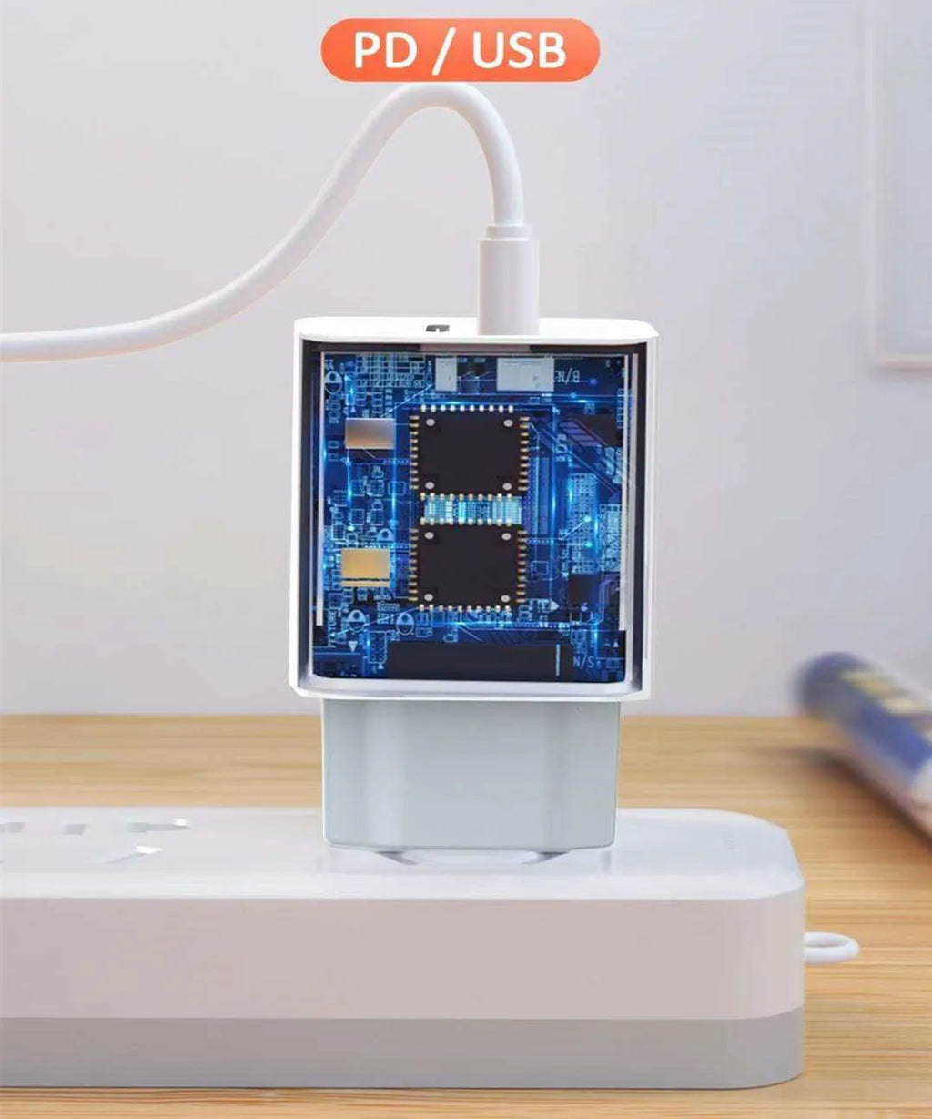 USB travel charger with bare metal finish showing multiple plug options for international use