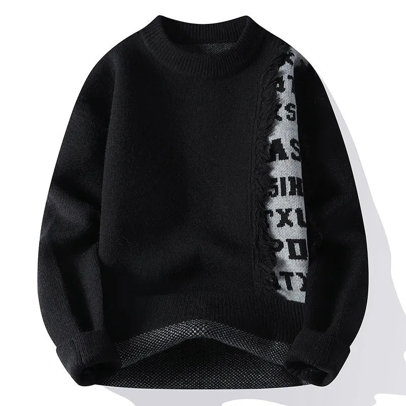 Men's loose knitted pullover in rabbit fur fabric, shown in a choice of colours.