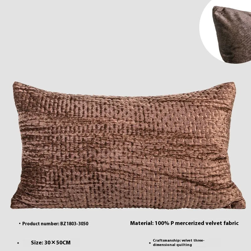 Antique style quilted cushion pillow with mercerised velvet embossing in green, red, mocha, and orange colour options