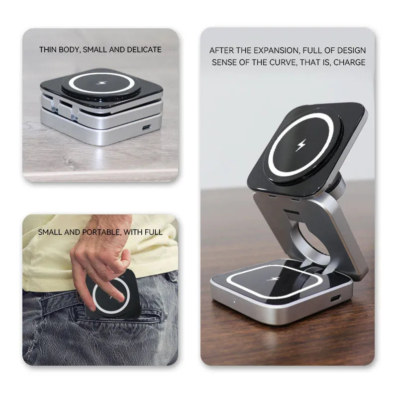 Desktop wireless charging bracket with folding design for Apple Samsung Google Pixel Watch