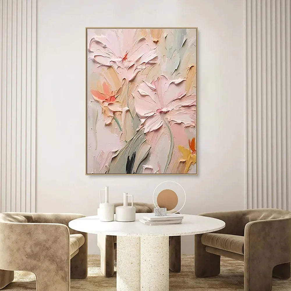 Handmade Oil Painting Canvas Wall Art Decoration 3D Texture Thick Oil Flowers Modern Abstract Vertical for Living Room Bedroom Home Office 60cm 70cm 80cm 90cm 100cm 120cm Sizes Without Inner Frame