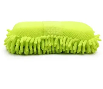 Silver green chenille car wash sponge measuring 14 by 25 centimetres for vehicle cleaning