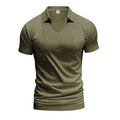 Men's casual V-neck short-sleeve top in loose cotton-blend fabric