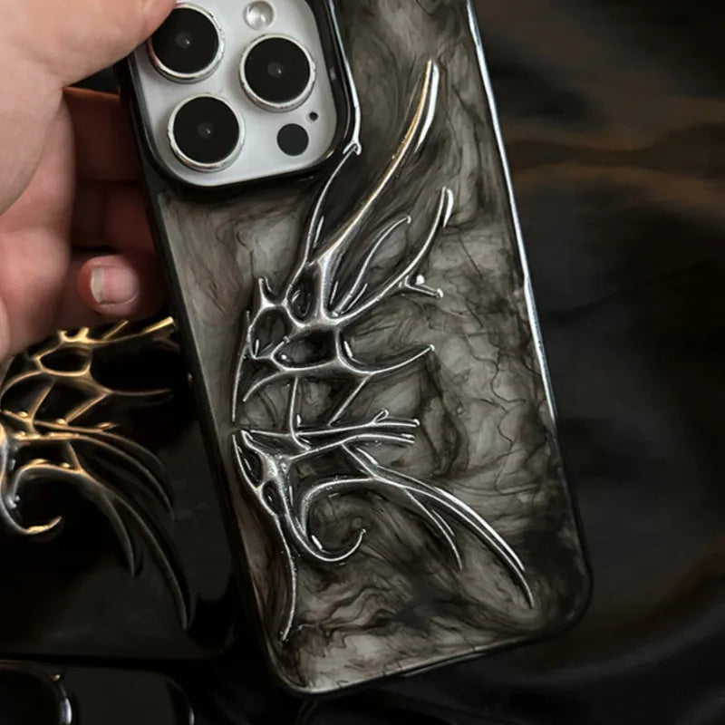iPhone protective case featuring a raised three-dimensional wings design in a blurred wings colour.