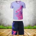 Badminton sportswear set with polyester short-sleeved top and matching trousers in multiple colour options