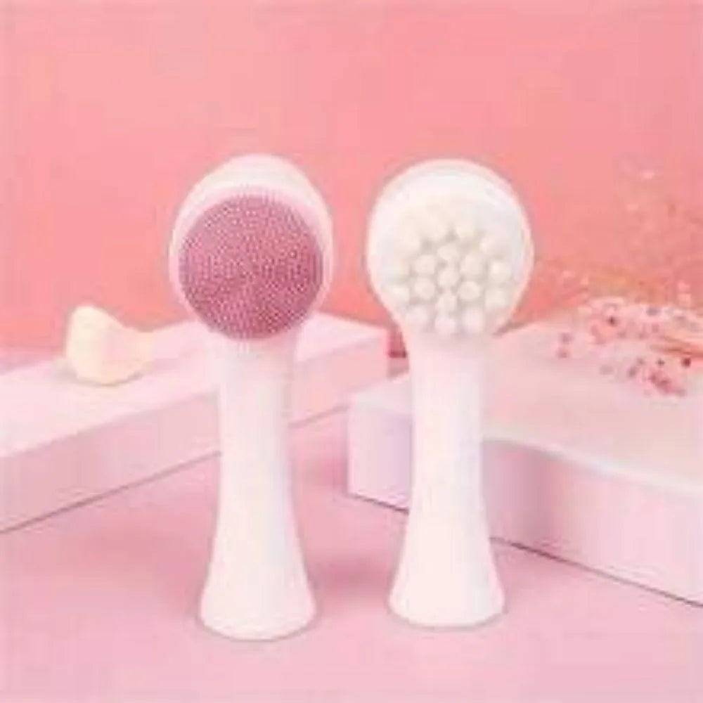 Blue and pink pet paw brush grooming tool with nylon bristles for dogs and cats