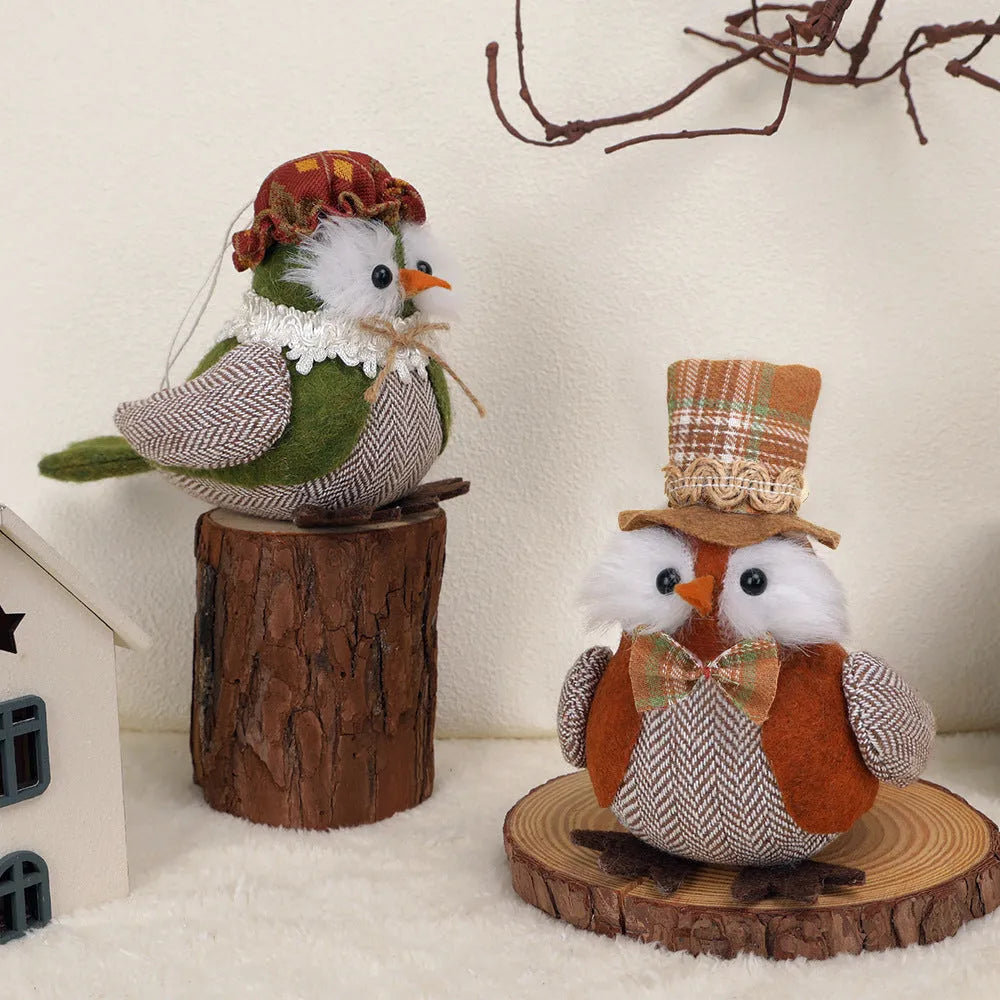 Thanksgiving harvest owl bird window pendant ornament in orange and green colours