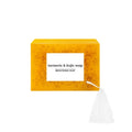 Turmeric cleansing mousse facial kit with ginger soap and 30 pads in white packaging