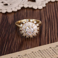 Gold copper flower ring with open mouth design and sunflower shape
