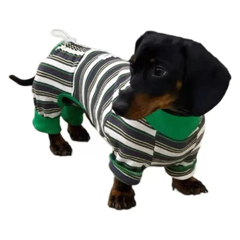 Warm striped dog vest for autumn and winter pet clothing, available in sizes S to XXL