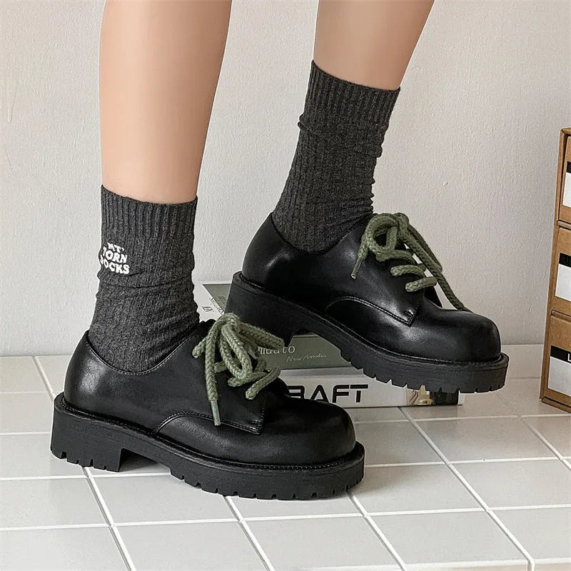 Big Head Derby platform casual shoes with microfiber upper and rubber sole for height increase