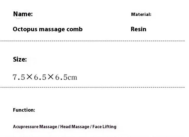 Pink natural resin octopus-shaped facial massage comb for periocular meridian therapy with storage bag.