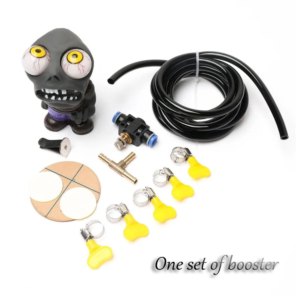 Turbo car boost eye zombie doll decompress ornament kit with pressure valve and copper tubing