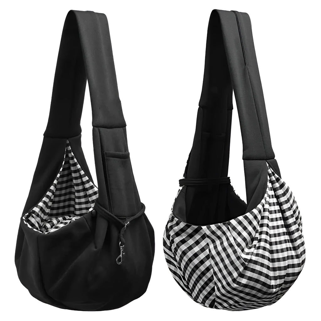 Crossbody folding flannel pet bag in gray, 20L capacity, with breathable fabric and shoulder strap