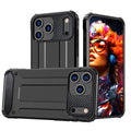 Steel Armor phone case in black for iPhone 15 Pro, showing two-in-one TPU PC design