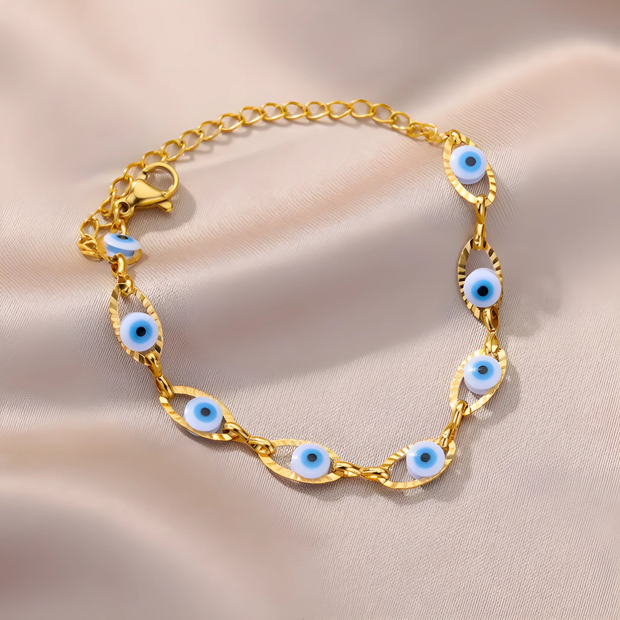 Enamelled lucky beaded bracelet for women with natural zircon chain in Style 2 colour