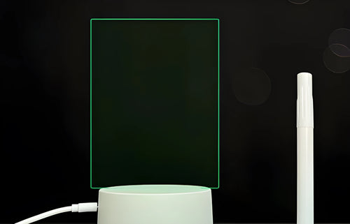 Black crack finish acrylic message board LED night light with remote control and stylus on desk