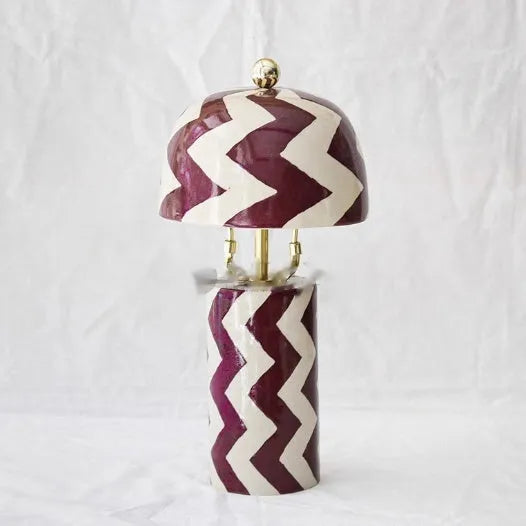 Striped table lamp with matte finish for model house or bedroom display, 200-300mm size