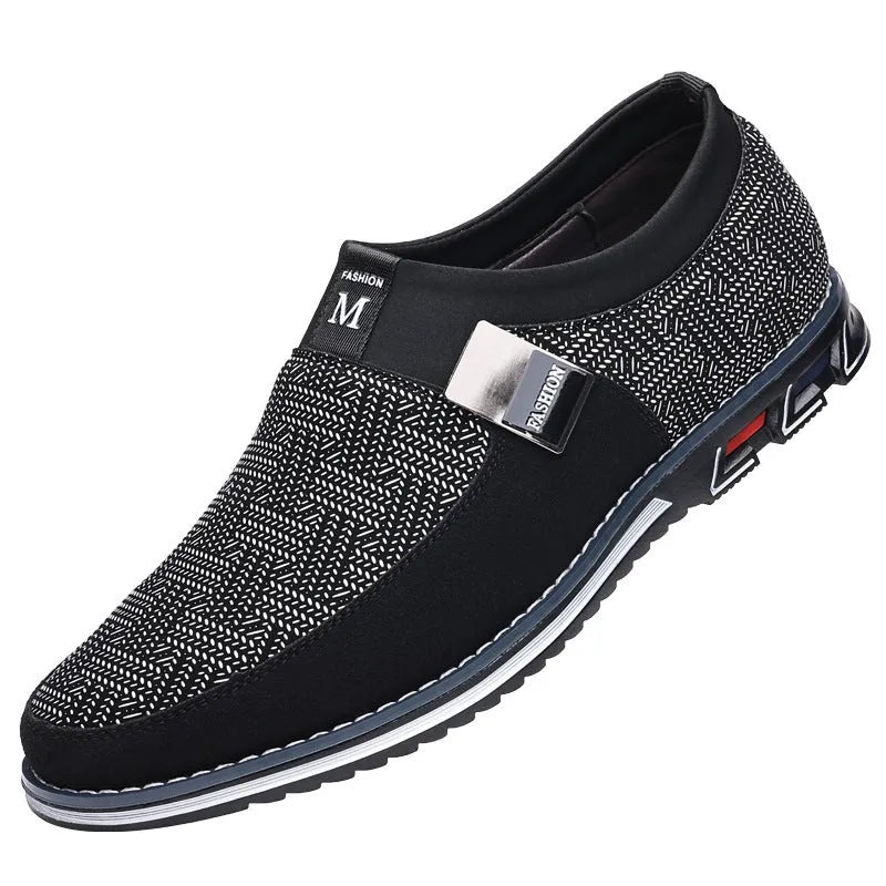 Men's grey-white casual low-top shoes with synthetic leather uppers and rubber flat soles