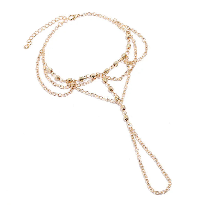 Women's alloy anklet in gold and silver with U-shaped design for beach travel