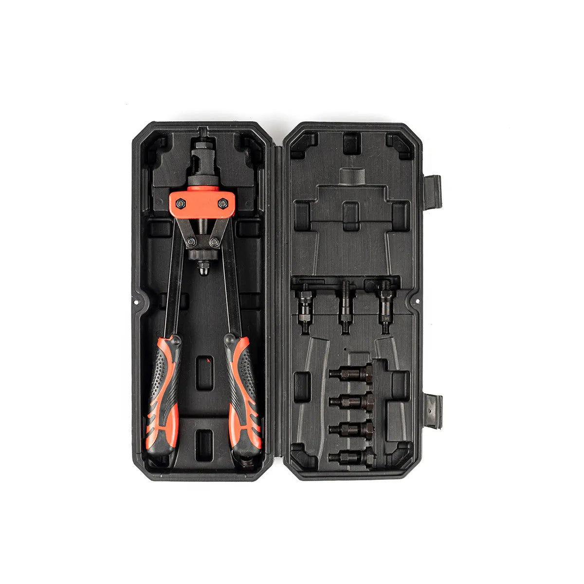 CQ14 14-inch alloy rivet nut pull-setter tool with six M3 M4 M5 M6 M8 M10 tips and 37cm handle.