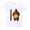 Children's cartoon print cotton short sleeve top in white, yellow, red and more, sizes 100-170cm