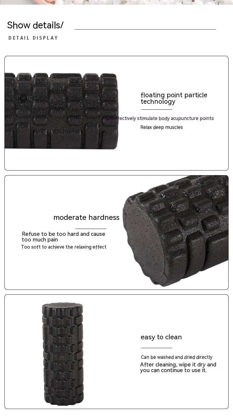 Black hollow EPP foam roller 33cm for Pilates balance and massage