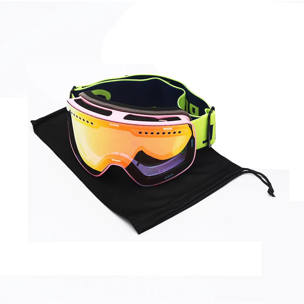 Double Italian Anti-fog ski glasses with TPU+PC frame, multi-colour options, double-layer lens for eye protection