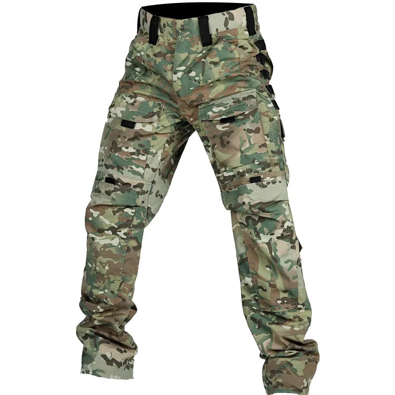 Camouflage trousers for men outdoor multi-pocket wear-resistant training pants available in khaki color