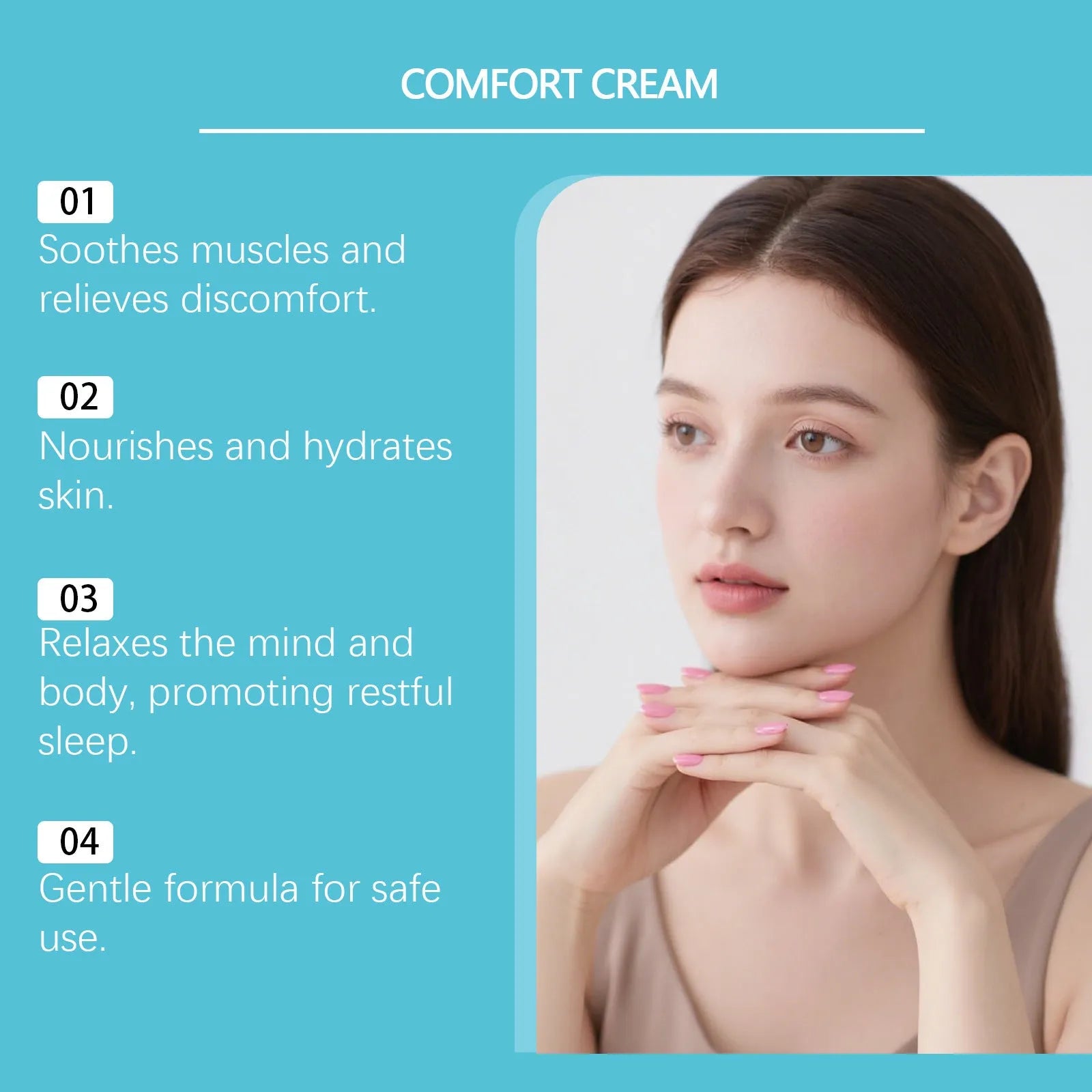 50g moisturising cream jar with Shanjinchehua, Pyridoxine and Menthol ingredients