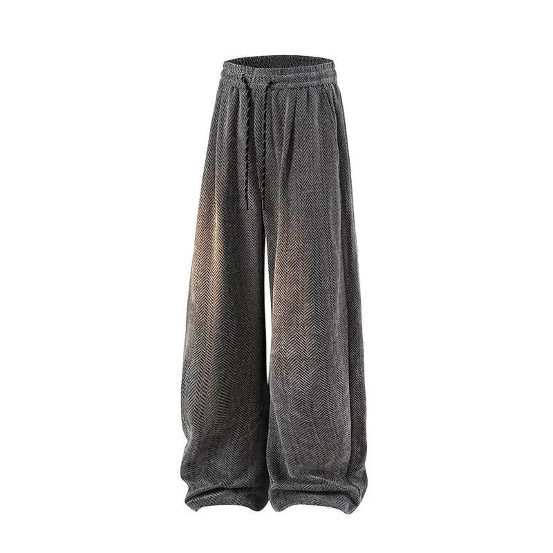Straight-leg fleece-lined trousers with elastic waistband in black, dark grey and light grey colour options