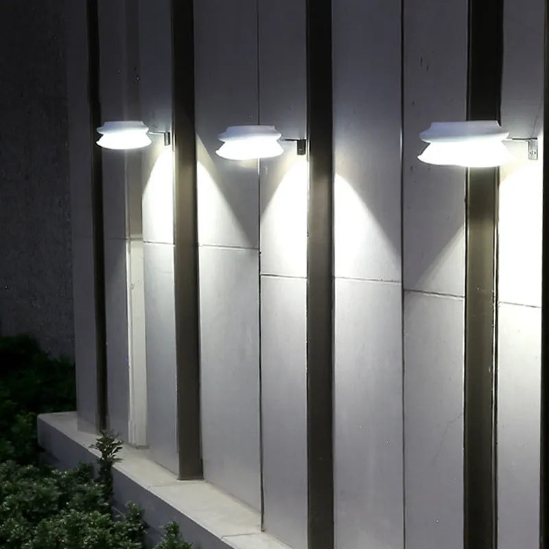 Outdoor solar fence wall lamp with Southeast Asian styling and 9 LED bulbs