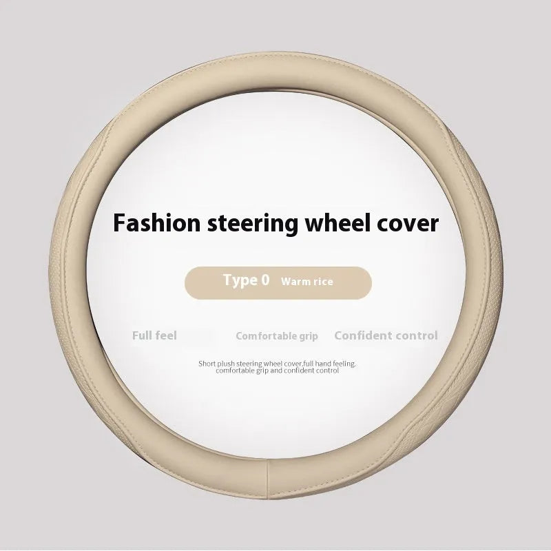 Leather steering wheel cover in navy blue for 38cm car steering wheel