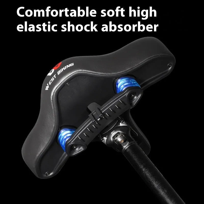 Black bicycle seat cushion with leather cover and polyurethane foam padding