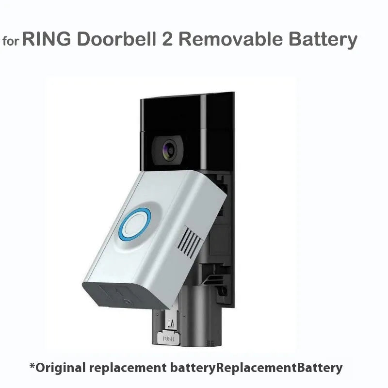 Black RV4 replacement battery for Ring Battery V4 doorbell, 6040mAh, with Type-C cable, dimensions 70.0mm x 45.1mm x 25.0mm