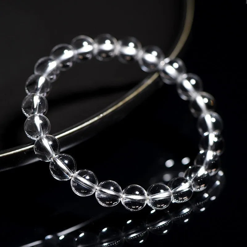 White round crystal bead bracelet from old Donghai materials in a geometric unisex design.