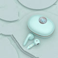 Wireless Bluetooth headset half in-ear with 300mAh electric cabin, shown in Black, Blue, Rose Gold, Silver, Skin or White