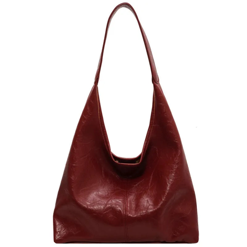 Soft PU leather casual shoulder bag in street trend style with large capacity and multiple colour options