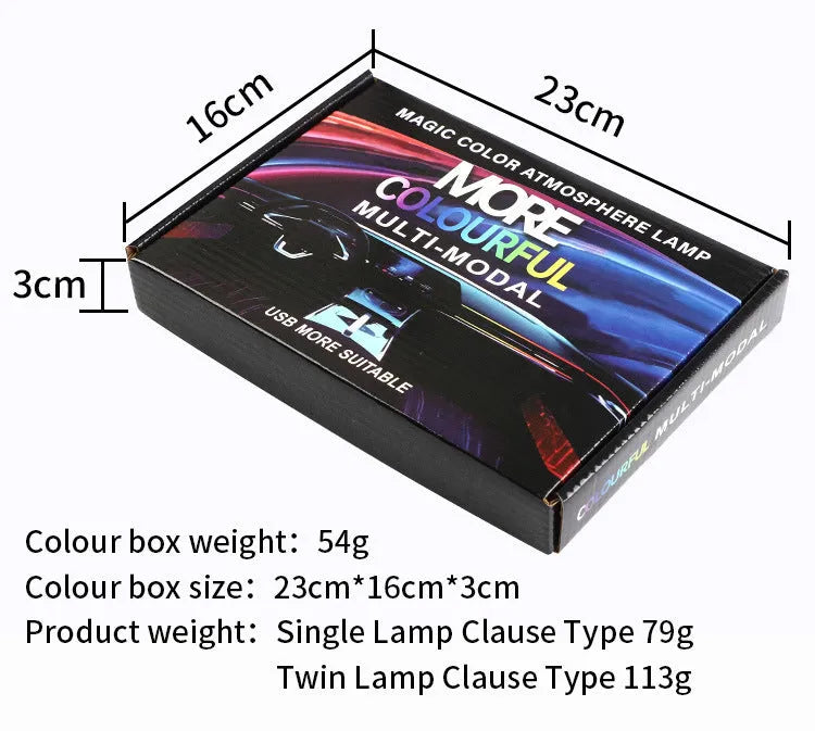 Car interior RGB ambience lighting strips with remote control and aluminium alloy construction