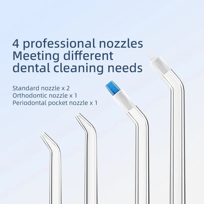 Portable electric dental water flosser with retractable tank in 310 White and 310 Blue colours
