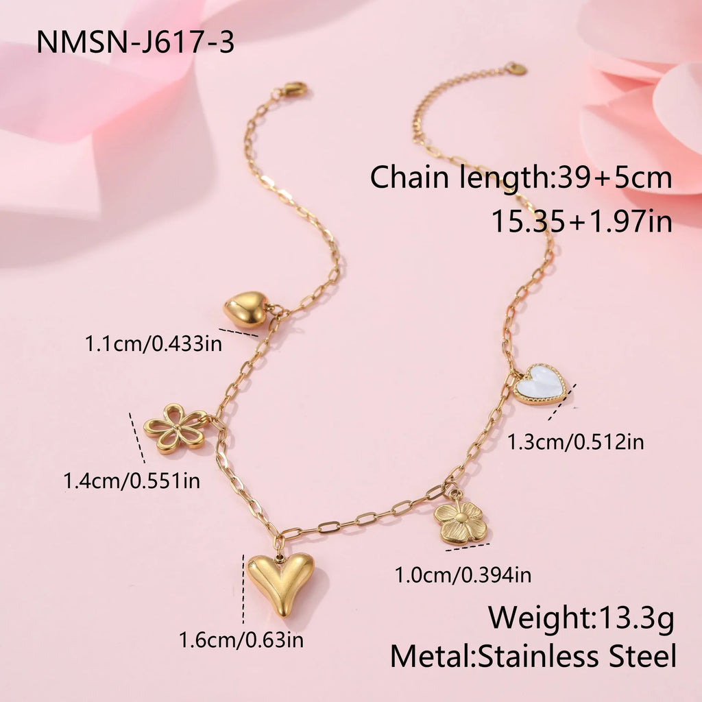 Stainless steel necklace with an 18K gold electroplated geometric pendant on an adjustable chain.