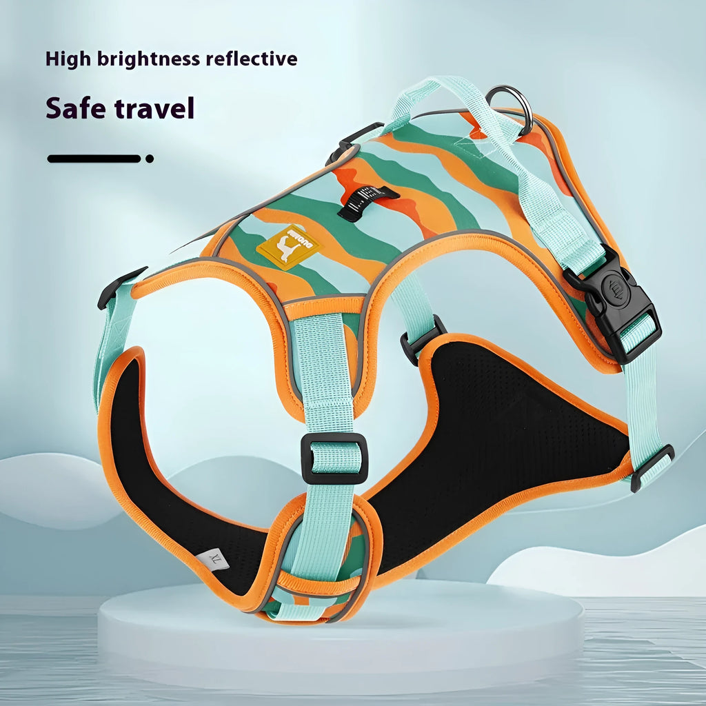Reflective dog harness rope with chest and back design in Oxford cloth material