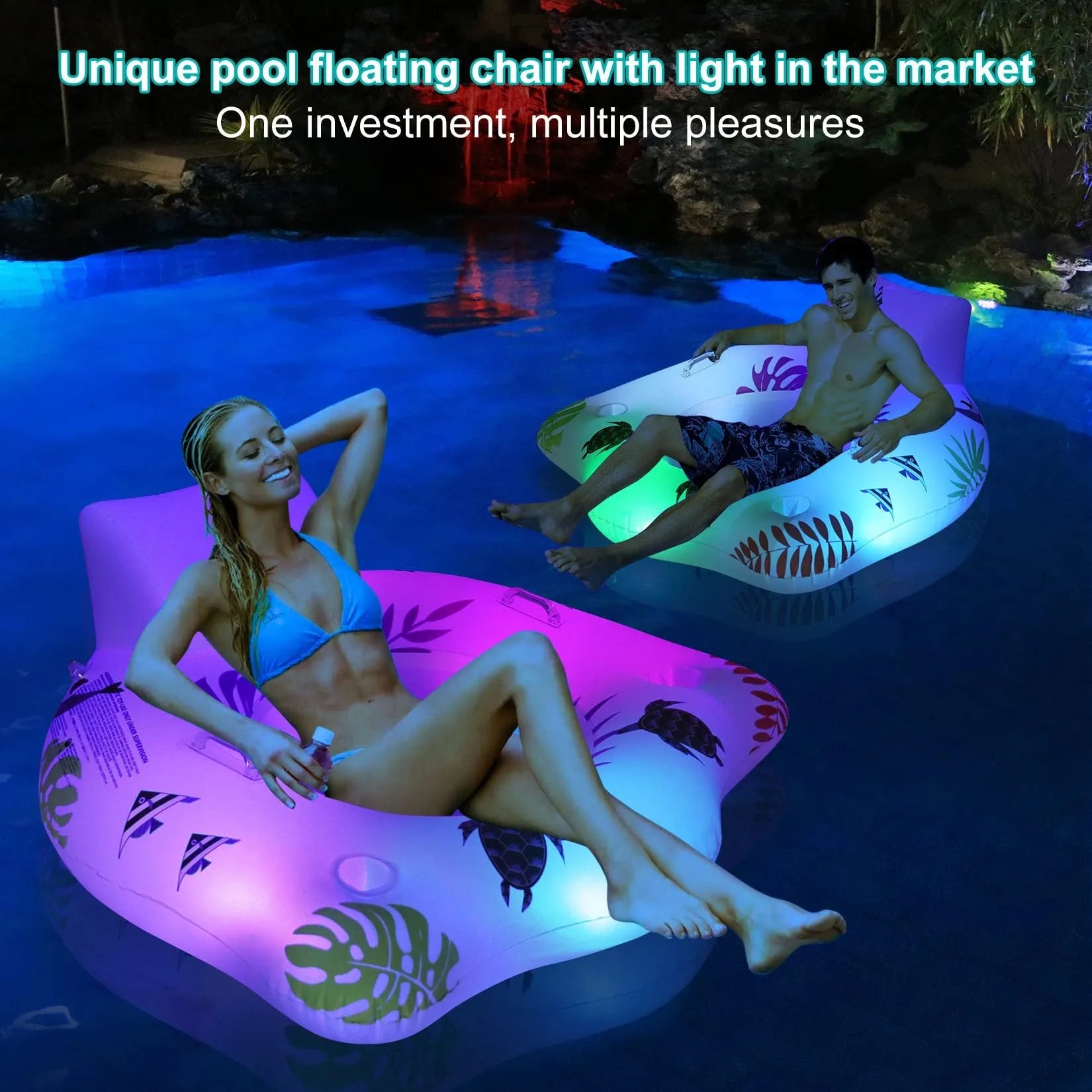 White luminous U-shaped inflatable float seat measuring 120cm for pool use