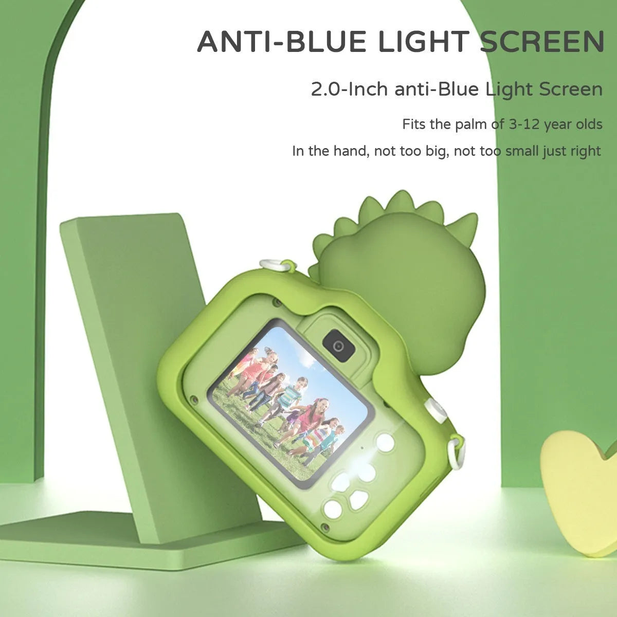 Children's mini cartoon digital toy camera with silicone body in Big Head Dinosaur design