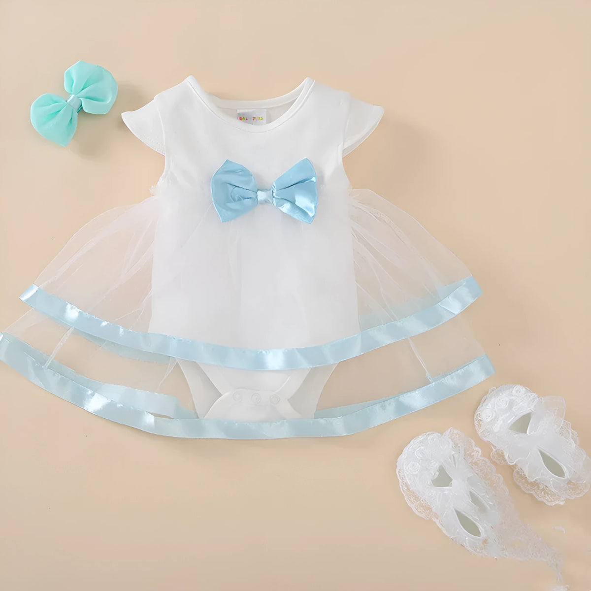 Baby girl red lace princess dress with matching shoes and hairband Korean style cotton outfit
