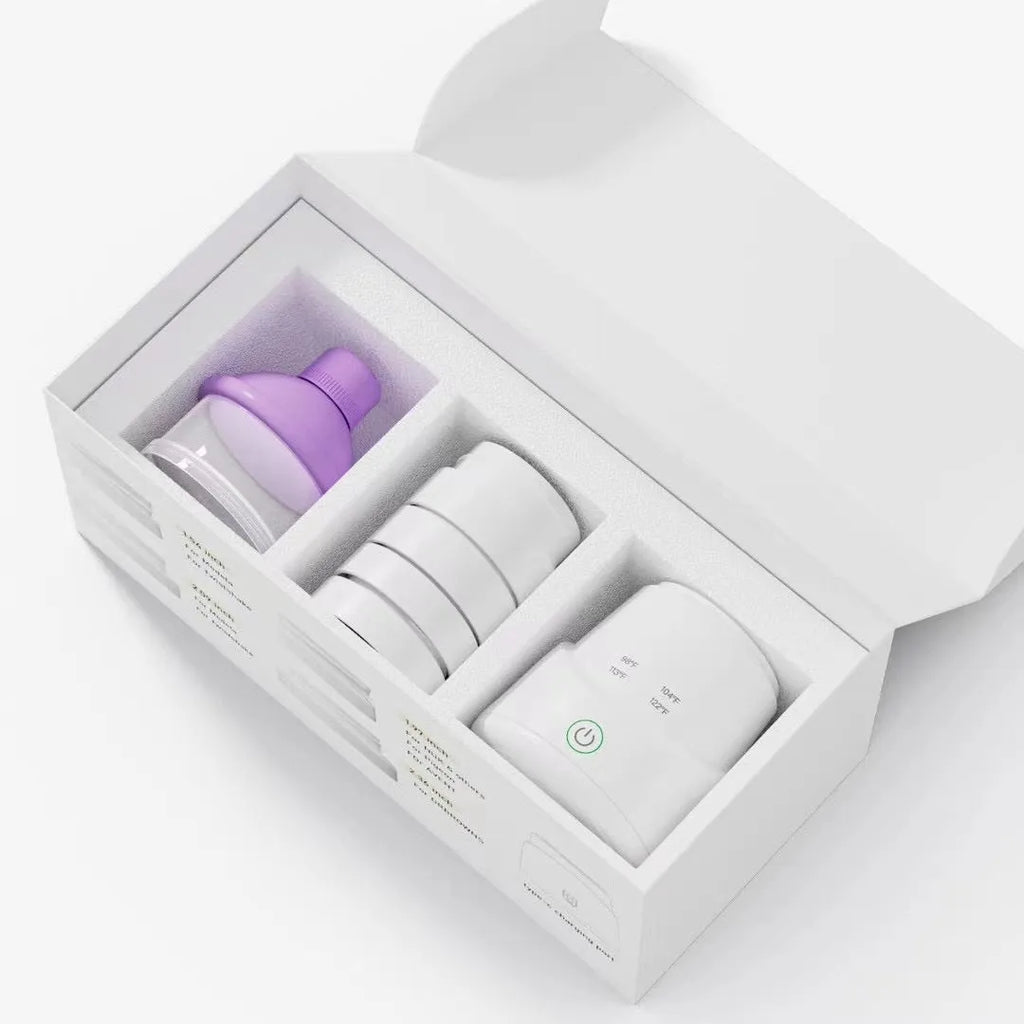 White polypropylene milk modulator with intelligent power storage design for wireless milk heating